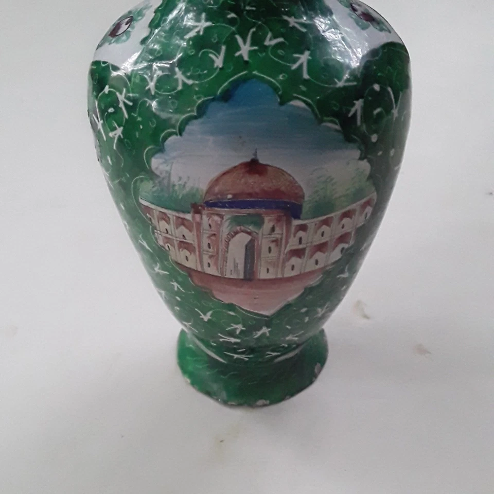 Jarrón antiguo de cobre esmaltado persa Foto 2 de 4