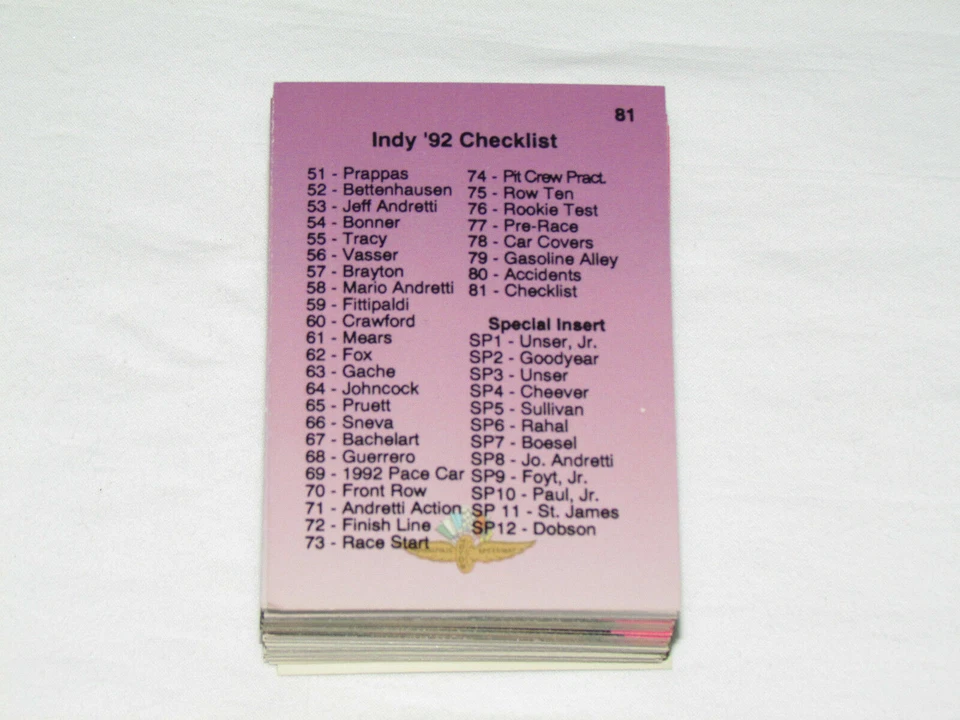 1993 HI-TECH INDY '92 Auto Racing Complete Trading Card Set #1-81 Car Racers - Image 2 of 2