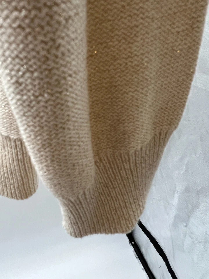Nuevo Suéter Mujer Talla 3x Crema Dorado Cable Tejido Cuello en V Chaps Marfil Vacaciones Foto 4 de 4