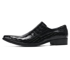 Men's Fashion Pointy Toe Grain Black Leather Shoes Business Party Dress Shoes