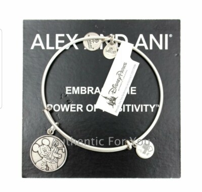 Disney Parks SILVER Alex & Ani Mickey Pluto  Bangle Charm Bracelet RETIRED RARE!