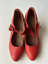 Julia Bo : Janis Cone Mary Jane Heels Ruby Red Leather Whimsigoth Cottage Core