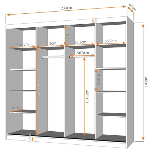 Modern Wardrobes MU 35 sliding doors with mirror perfect inside FREE DELIVERY - Picture 11 of 19