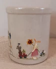 Vintage Roseville Pottery Hand Painted Crock w/Gardening Bunny Scene