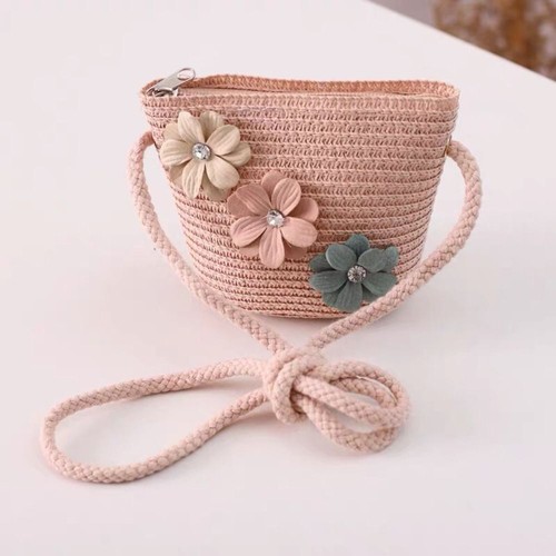 Flower Handbag Straw Crossbody Bag Durable Messenger Bag Kids - Picture 11 of 11
