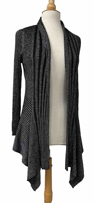 Black/Silver Metallic Thread Cardigan Size Small