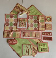 GIRLY GIRL Premade Scrapbook Page Mat Set SEWN