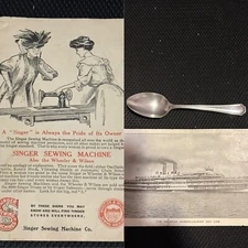 1906 Singer Wheeler & Wilson / The Hendrick Hudson Ad,  Oneida Hotel Plate Spoon