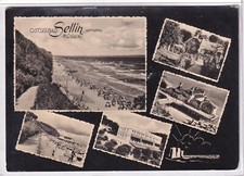 Ansichtskarte Sellin/Rügen - Strand/Seebrücke/"Haus Ostsee"/Strandkörbe - s/w