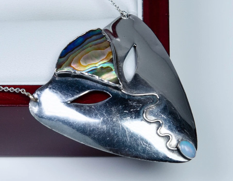 925 Argento - Pendente Con Catena - Opale/Perla - Lavorazione A Mano/Oreficeria - Immagine 4 di 4