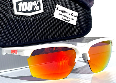NEW 100% Percent SPORTCOUPE Matte White HiPER Red Mirror Sunglass 61020-000-43