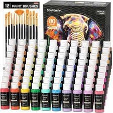 Shuttle Art 80 Colors Acrylic Paint, 2 Fl Oz (Pack of 80), 80 