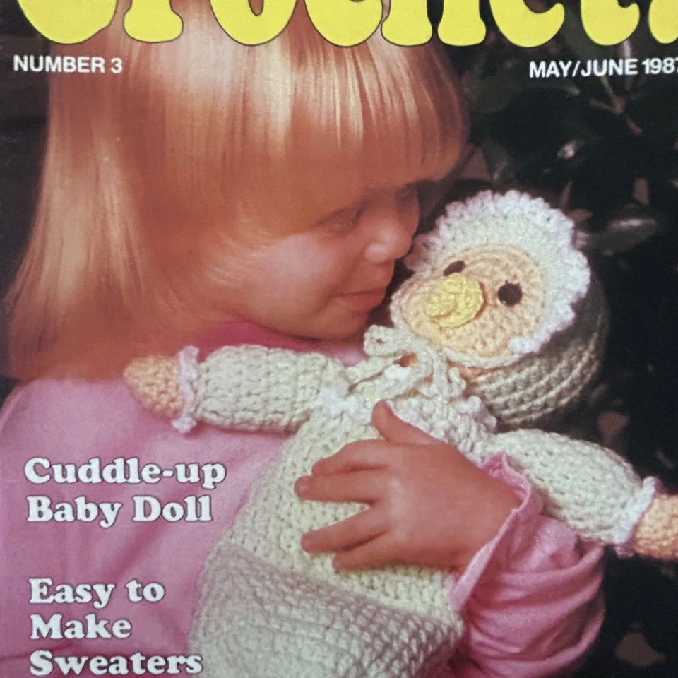 Vintage HOOKED ON CROCHET Pattern Booklet #3 June 1987 Baby Doll Kitty Towel Set - Image 3 of 4