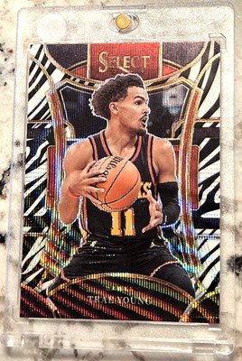 TRAE YOUNG 2023 Panini Select {MEZZANINE ZEBRA PRIZM} SSP case hit; sent in mag.