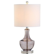 Jonathan Y 20 Smoke Gray Glass Mini Table Lamp Modern Bedside Lamp For Bedroom