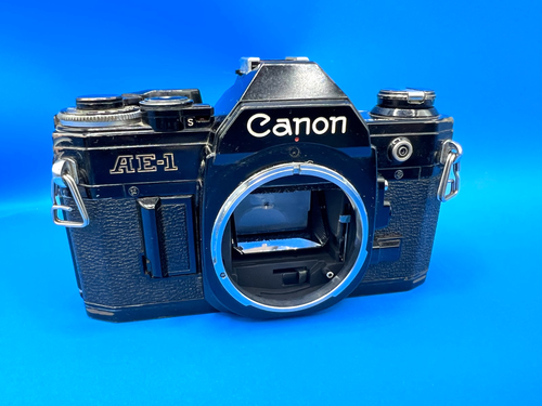 Black Canon AE-1 35mm SLR Film Camera w 50mm Lens Power Winder Filters Untested - Picture 2 of 17