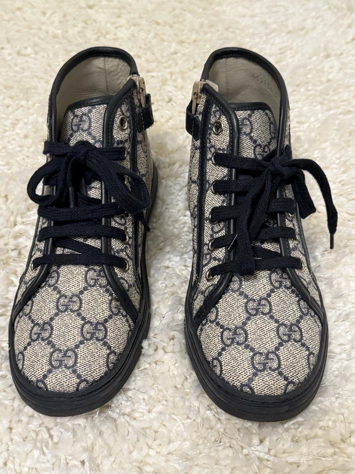 KIDS Gucci GG Supreme High Top Sneakers Sz 33 - Image 2 of 4