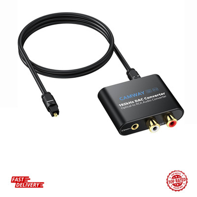 Digital to Analog Converter, 192Khz, Spdif/Toslink/Optical to RCA, 3.5Mm Audio A