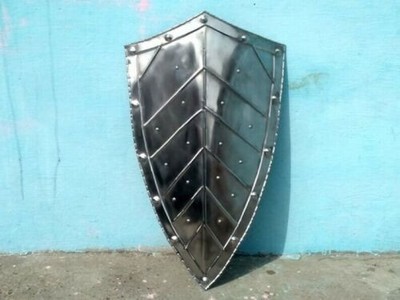 18ga Medieval Leaf Design Pointed Shield Larp Reenactment Cosplay Heater Shield
