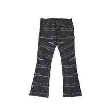 Valabasas Mens 32 Stacked Skinny Black Jeans Patchwork Frayed Distressed