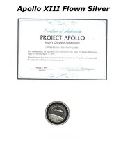 NASA Apollo 13 Space Flown Material, LUNAR ORIT Sterling Silver Coin - LOA