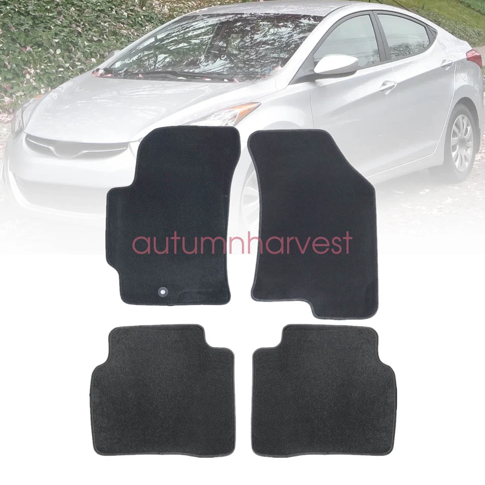 Alfombrillas de terciopelo delanteras y traseras negras 4 piezas nuevas para Hyundai Elantra 2011-15 Foto 2 de 4