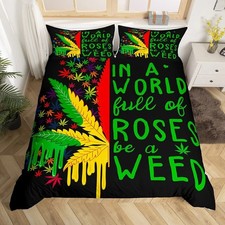 Colorful Cannabis Leaf Bedding Set Twin Size for Kids Boys Bedroom,Marijuana ...
