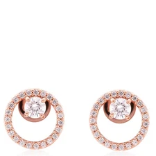 Swarovski Constella Pierced Earrings Stud Cz Rose Gold Shiny White