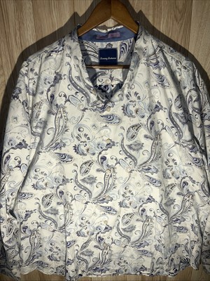 TOMMY BAHAMA Men s 3XL Paulo Paisley Long Sleeve Button Shirt Silk Blend