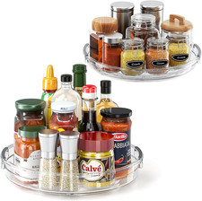 2 Pack Clear Lazy Susan Turntable Organizer for Cabinet, 10.6'' 9.25''