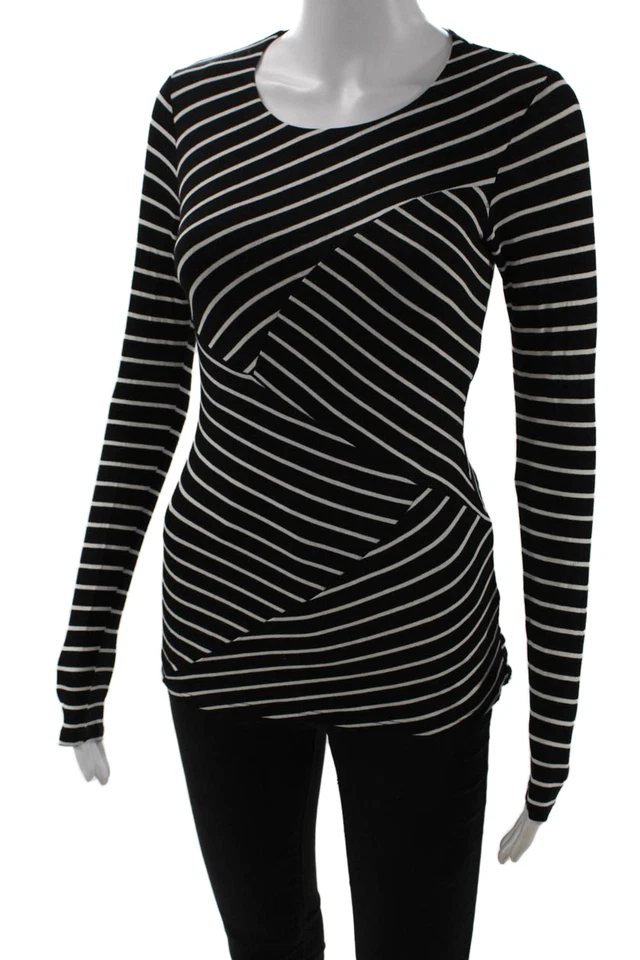 Camiseta deportiva Bailey 44 para mujer negra a rayas manga larga talla XS Foto 2 de 4