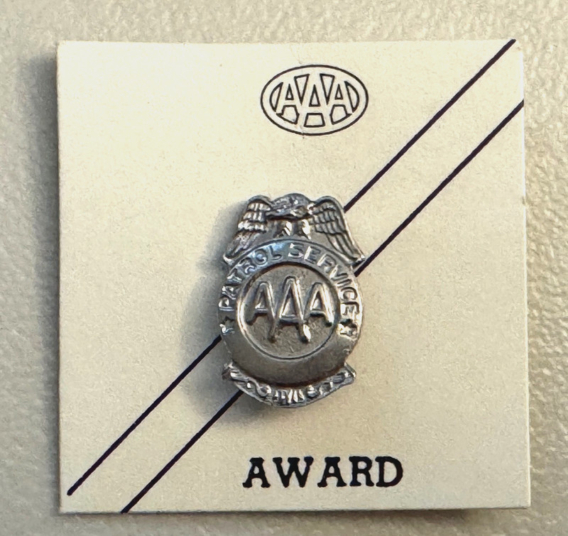 AAA School Safety Patrol Service Award Lapel Pin Circa 1960s Vintage Silver Tone