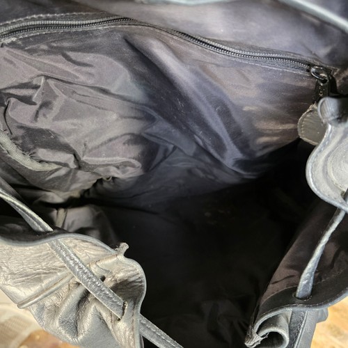 FRYE Black Leather Backpack Drawstring Flap Closure - Picture 9 of 11