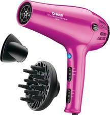 Conair Hair Dryer with Retractable Cord, 1875W Blow Dryer, 3 Heat Settings, 2 Sp