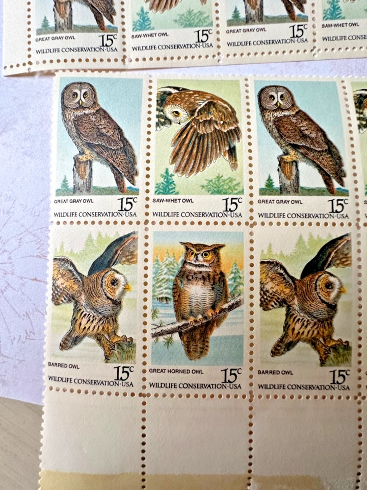 Vintage 1978 15c postage stamps of Owls, Scott #1760-63 - Image 2 of 4