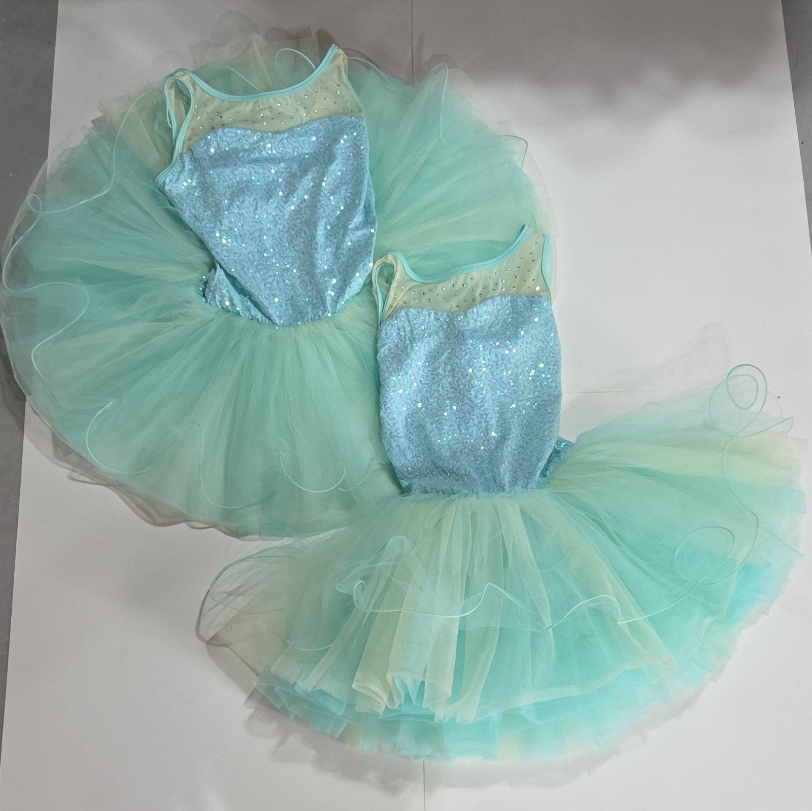 Disfraces de llamada cortina niñas azul/verde tutú bailarina elástica talla ASM E2213