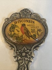 Wisconsin Robin Wood Violet Vintage Souvenir Spoon Collectible
