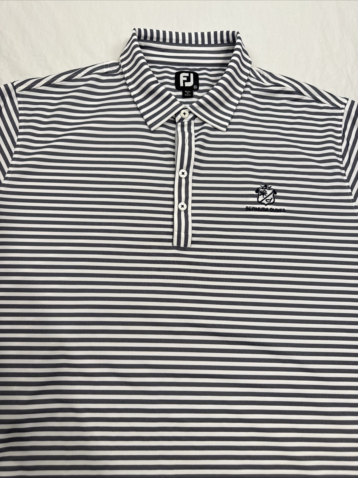 FootJoy FJ Golf Polo Shirt MENS 2XL GRAY STRIPE Performance PREPPY