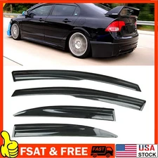 Window Vent Visor For 2006-2011 Honda Civic 4 Door Sedan Rain Guard Mugen Style 