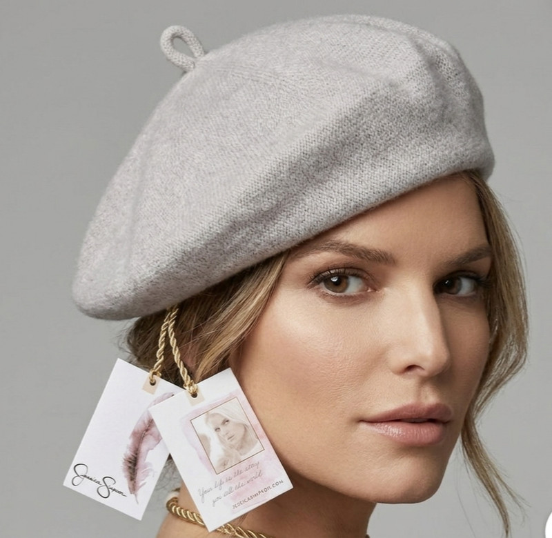 Jessica Simpson Adult Gray Lilac Wool/Nylon Beret Hat NEW NWT