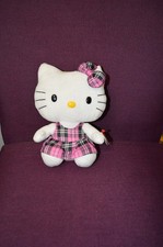 TY Hello Kitty Beanie Sanrio 10" Pink  Black Plaid Plush 2011 P8