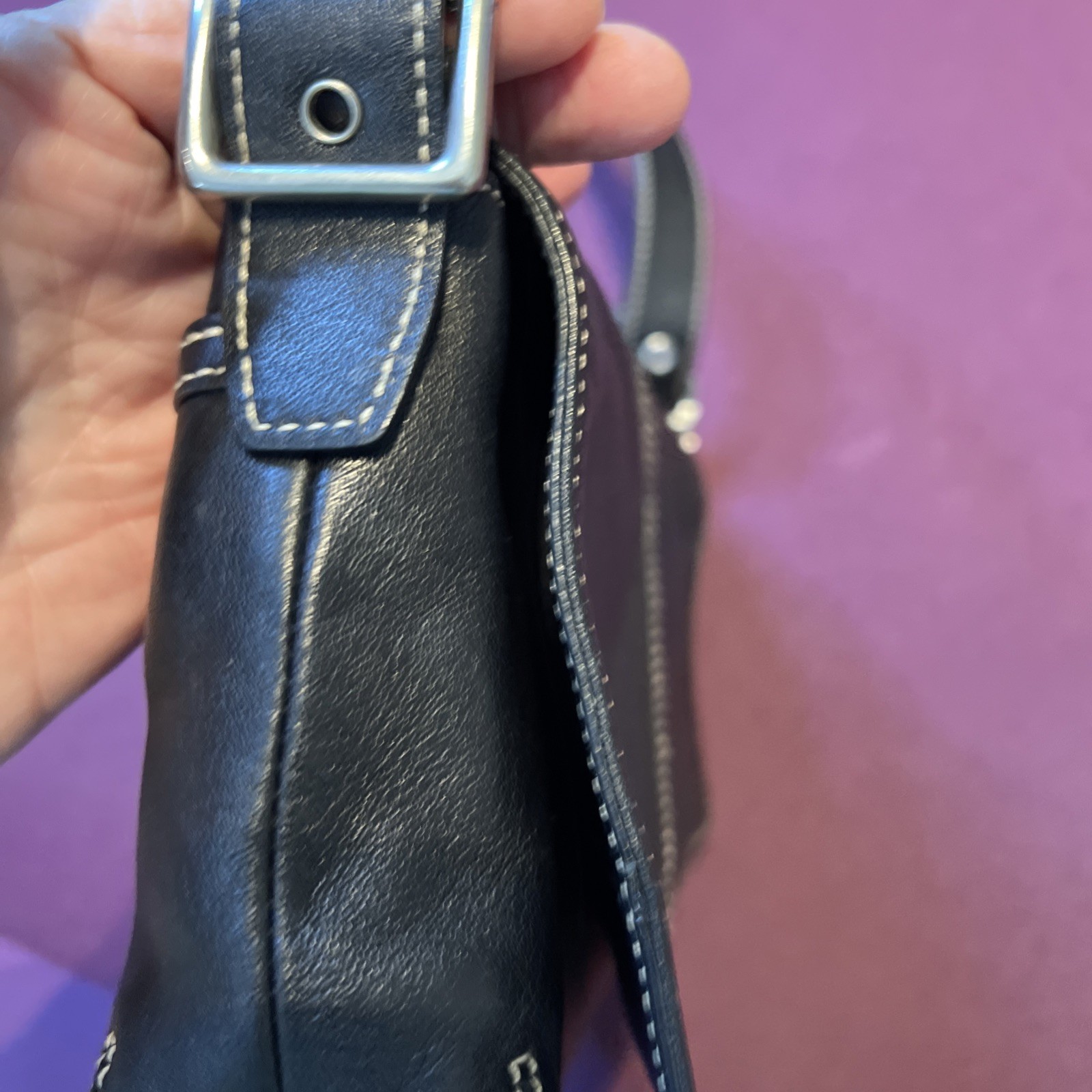 Coach -9848 Legacy Black Leather Crossbody Bag Vintage Slim Flap Purse rare image 6