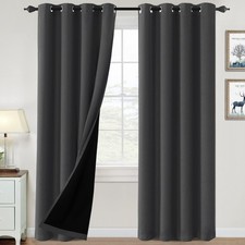 H.VERSAILTEX 100 Blackout Curtains 96" Thermal Insulated Bedroom Charcoal Gray