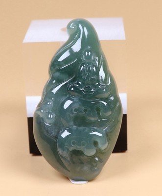 Certified Green 100% Natural A Jade Jadeite Enlightenment Pendant 24461a 悟道