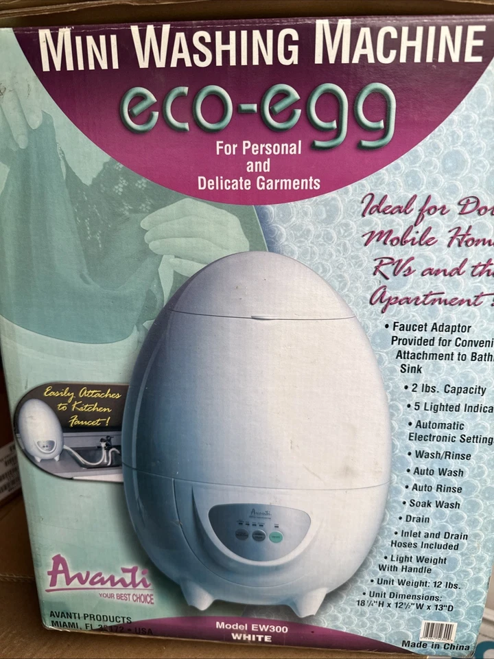 Avanti Eco Egg Mini EW300 White Washing Machine Portable Washer 2lb - Image 2 of 2