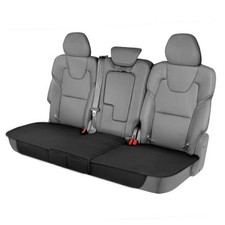 Faux Leather Padded Rear Bench Car Seat Cover With Storage Pockets Black