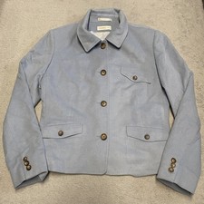 Bernard Zins Paris Wool Jacket Women 6 Light Blue Collared Pockets Luxury France