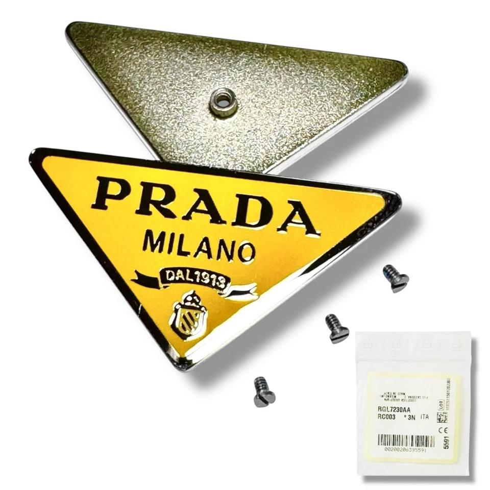 PRADA SPR 09ZS 10ZS amarillo/plateado logotipo lateral de repuesto con tornillos par genuino Foto 2 de 4