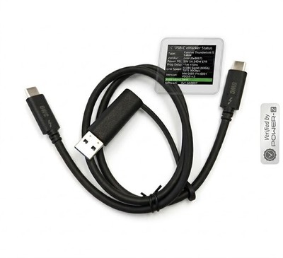 Thunderbolt 5 Cable 2ft 2-in-1 with USB A Adapter 80Gbps 240W USB4 Type C Cord