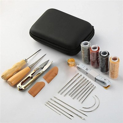 28 Stck. Leder Gewachst Faden Nähnadeln Ahle Handwerkzeuge Kit zum Selbermachen Handwerk